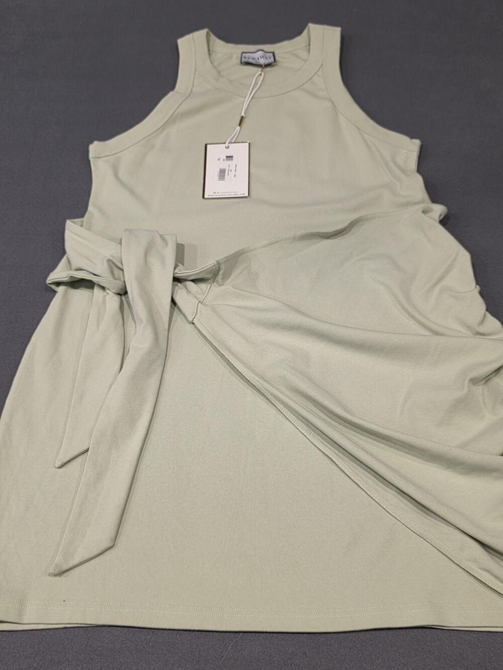 Runaway NWT Women's Sleeveless Tie Waist Sheath Dress Light Sage Size US 12